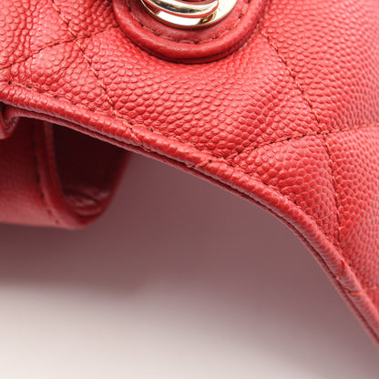 ミニ フラップ バッグ マトラッセ 2WAY チェーンショルダーバッグ キャビアスキン レッド ゴールド金具 シャネル バッグ CHANEL