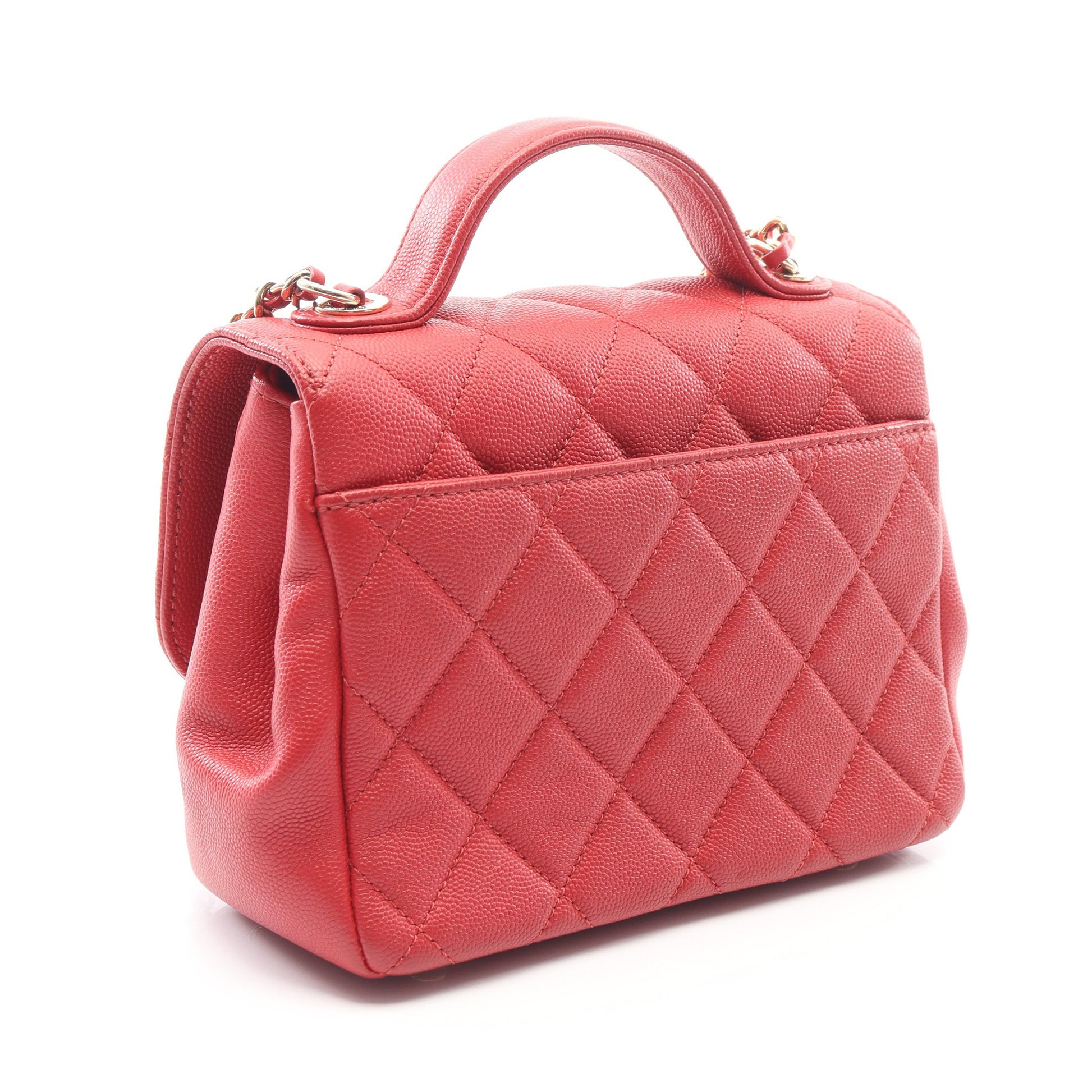 ミニ フラップ バッグ マトラッセ 2WAY チェーンショルダーバッグ キャビアスキン レッド ゴールド金具 シャネル バッグ CHANEL