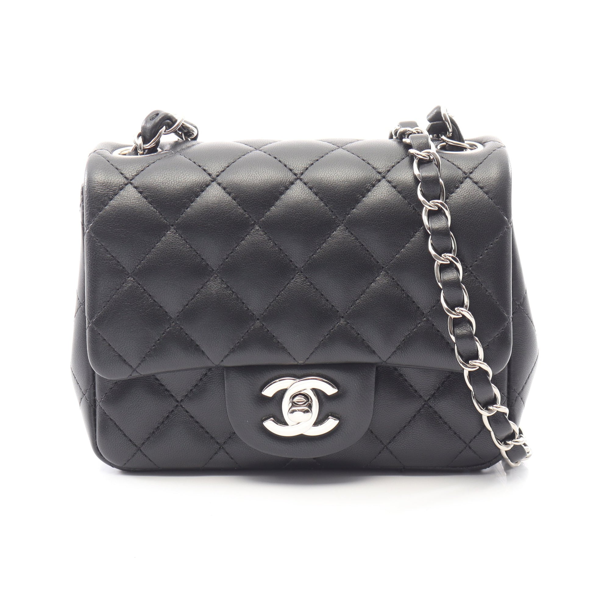 ミニマトラッセ チェーンショルダーバッグ ラムスキン ブラック シルバー金具 シャネル バッグ CHANEL