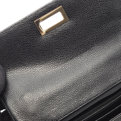 2.55 マトラッセ トップハンドル ハンドバッグ キャビアスキン ブラック ゴールド金具 シャネル バッグ CHANEL