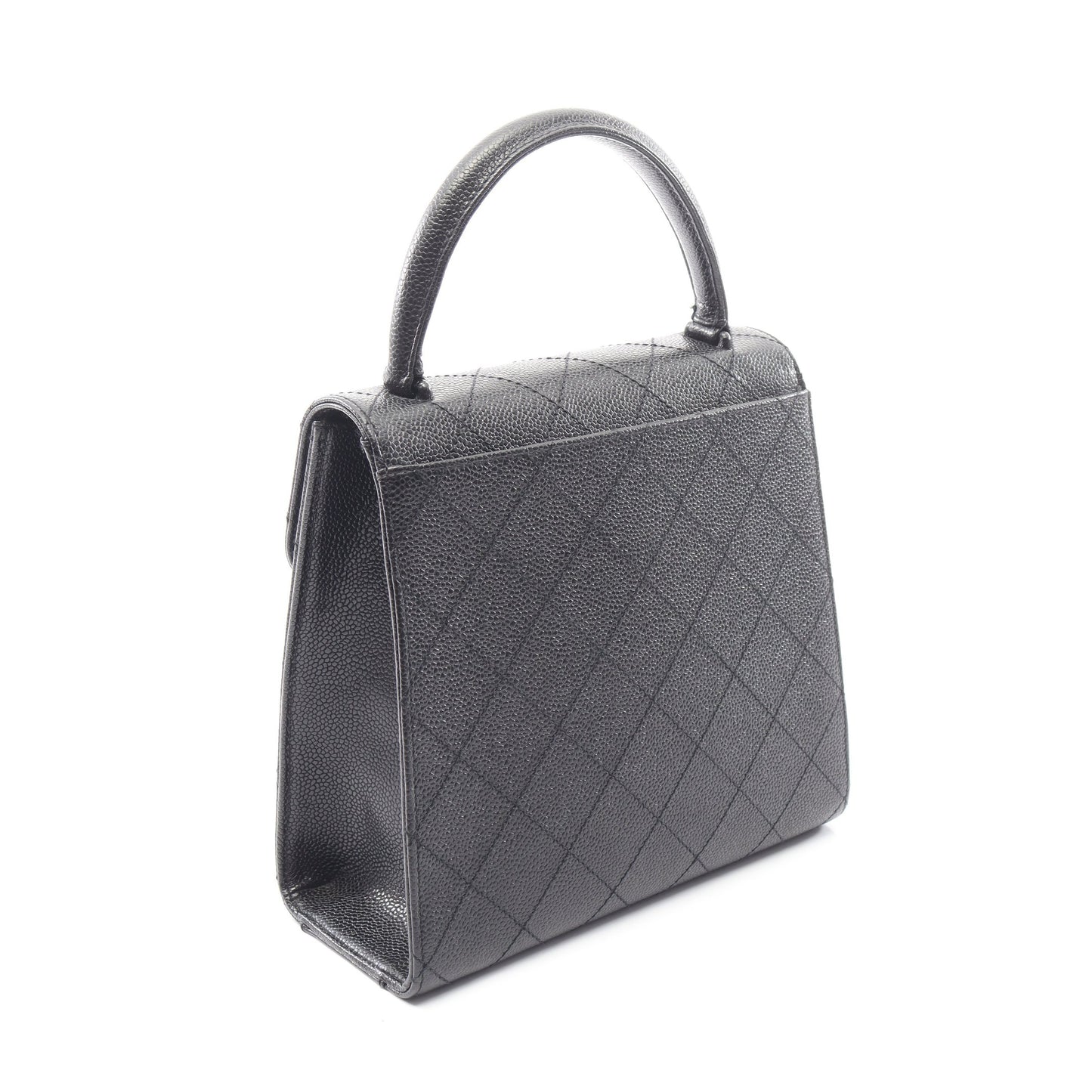 2.55 マトラッセ トップハンドル ハンドバッグ キャビアスキン ブラック ゴールド金具 シャネル バッグ CHANEL