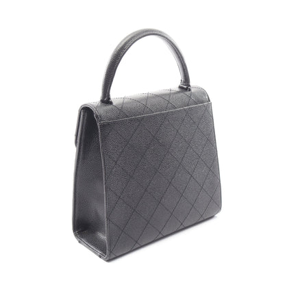 2.55 マトラッセ トップハンドル ハンドバッグ キャビアスキン ブラック ゴールド金具 シャネル バッグ CHANEL