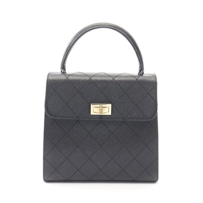 2.55 マトラッセ トップハンドル ハンドバッグ キャビアスキン ブラック ゴールド金具 シャネル バッグ CHANEL