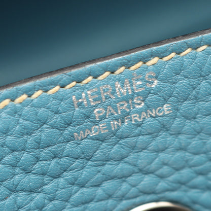 リンディ30 ブルージーン ショルダーバッグ トリヨンクレマンス ブルー シルバー金具 □R刻印 エルメス バッグ HERMES