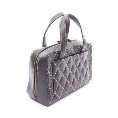ワイルドステッチ ハンドバッグ レザー ブラック ゴールド金具 シャネル バッグ CHANEL
