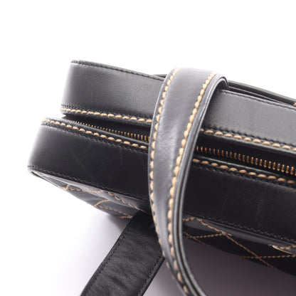 ワイルドステッチ ハンドバッグ レザー ブラック ゴールド金具 シャネル バッグ CHANEL