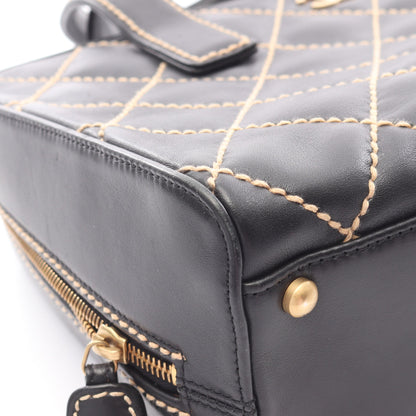 ワイルドステッチ ハンドバッグ レザー ブラック ゴールド金具 シャネル バッグ CHANEL