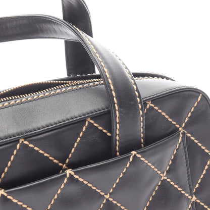 ワイルドステッチ ハンドバッグ レザー ブラック ゴールド金具 シャネル バッグ CHANEL