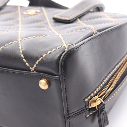 ワイルドステッチ ハンドバッグ レザー ブラック ゴールド金具 シャネル バッグ CHANEL