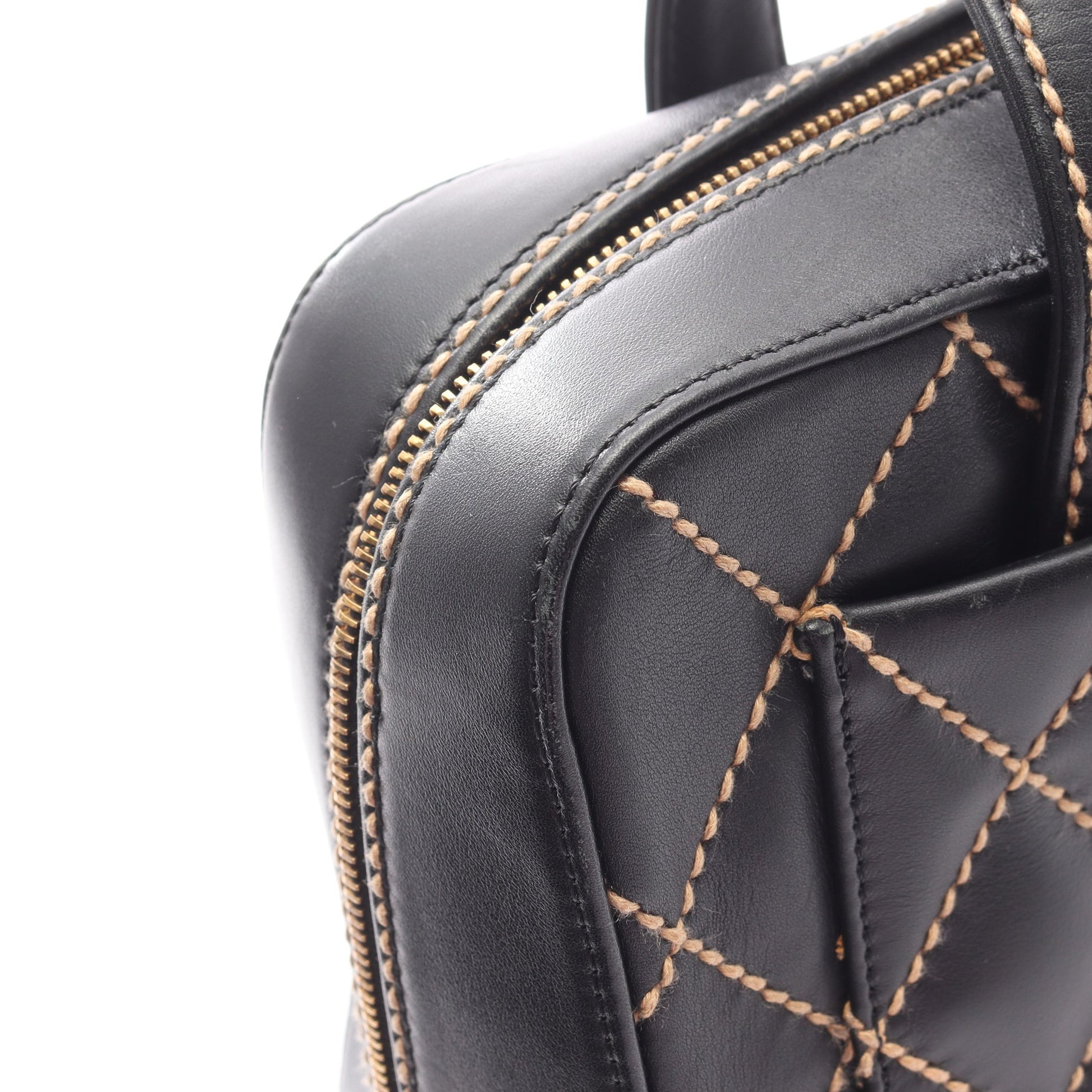 ワイルドステッチ ハンドバッグ レザー ブラック ゴールド金具 シャネル バッグ CHANEL
