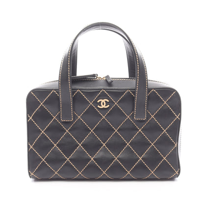 ワイルドステッチ ハンドバッグ レザー ブラック ゴールド金具 シャネル バッグ CHANEL