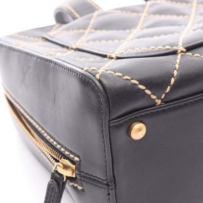 ワイルドステッチ ハンドバッグ レザー ブラック ゴールド金具 シャネル バッグ CHANEL