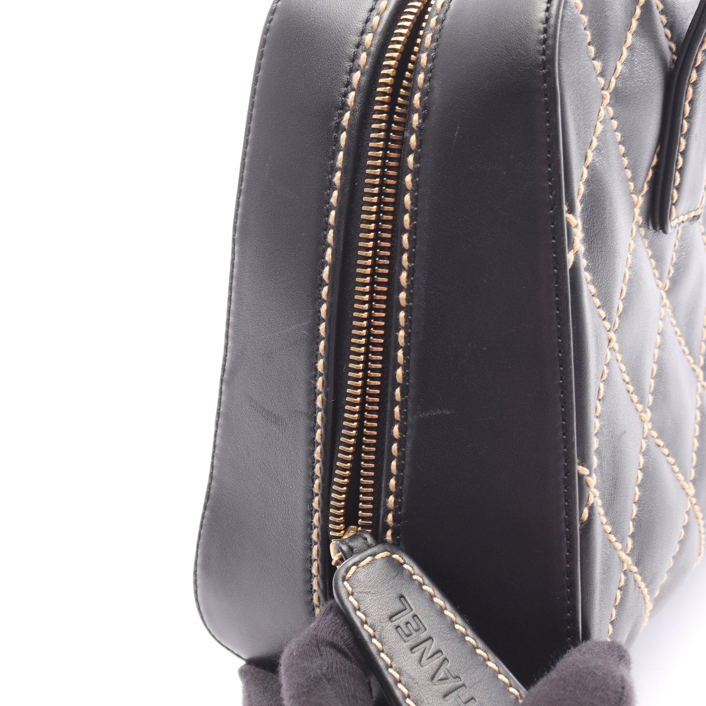 ワイルドステッチ ハンドバッグ レザー ブラック ゴールド金具 シャネル バッグ CHANEL