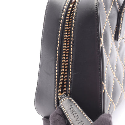 ワイルドステッチ ハンドバッグ レザー ブラック ゴールド金具 シャネル バッグ CHANEL