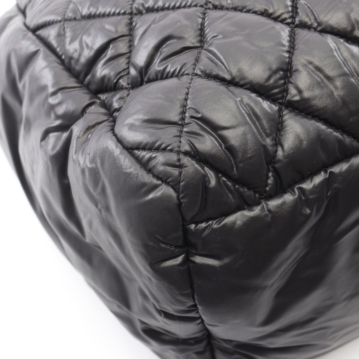 コココクーン ハンドバッグ ナイロン レザー ブラック シルバー金具 シャネル バッグ CHANEL