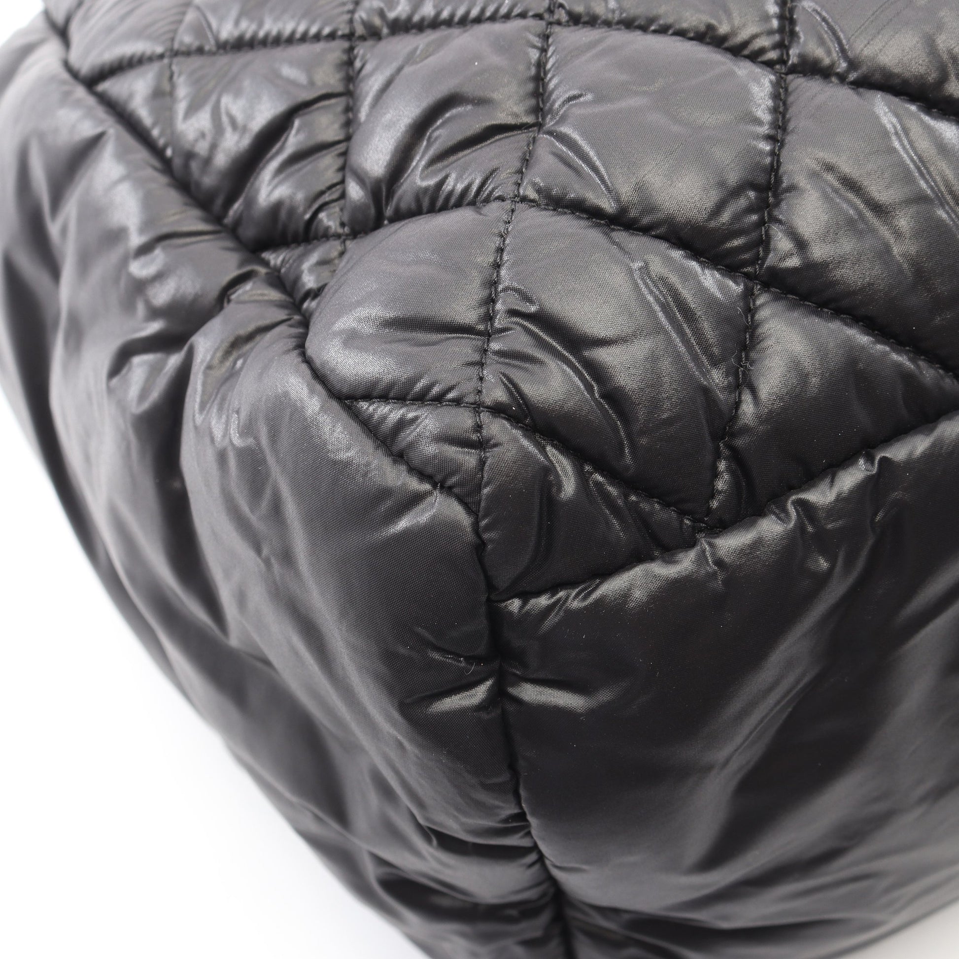 コココクーン ハンドバッグ ナイロン レザー ブラック シルバー金具 シャネル バッグ CHANEL