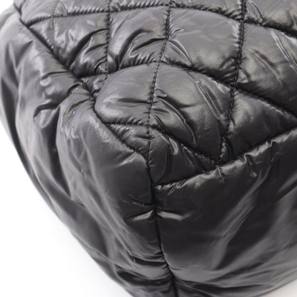 コココクーン ハンドバッグ ナイロン レザー ブラック シルバー金具 シャネル バッグ CHANEL