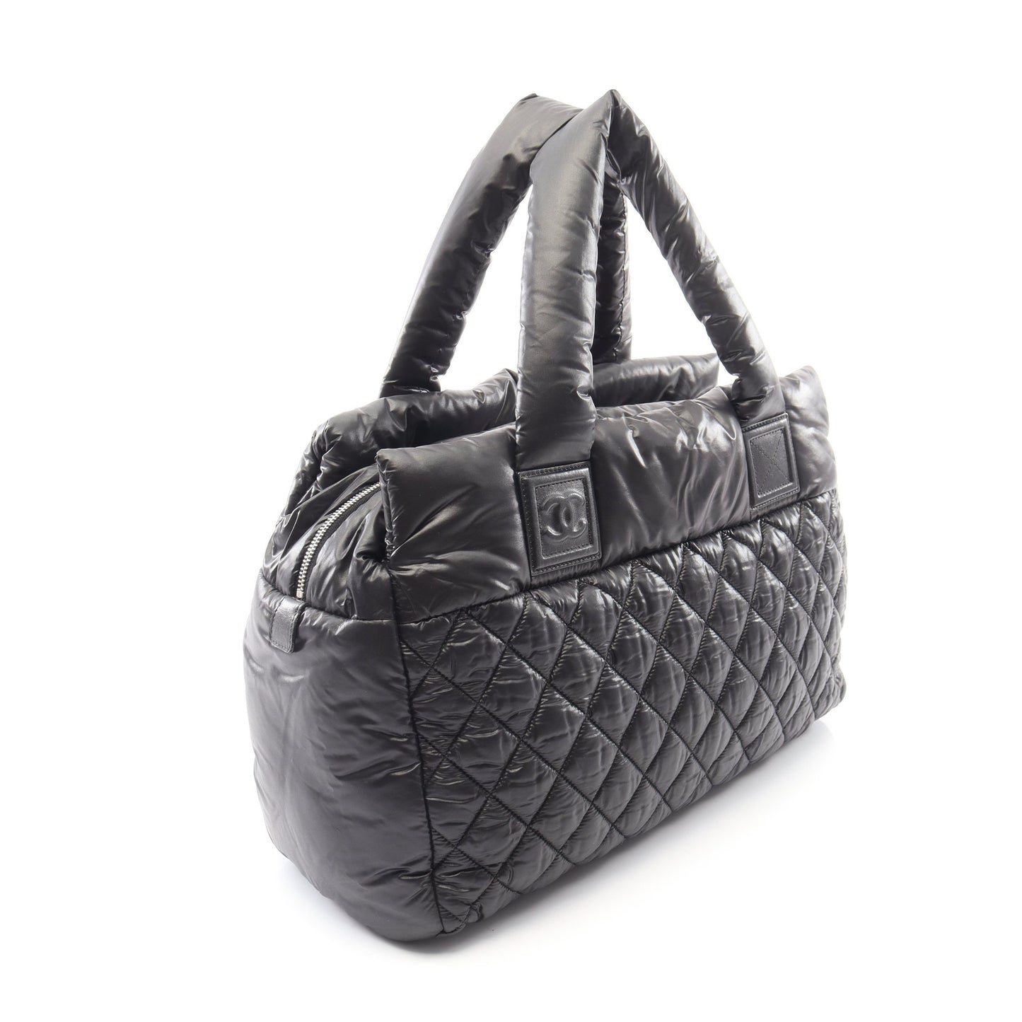 コココクーン ハンドバッグ ナイロン レザー ブラック シルバー金具 シャネル バッグ CHANEL