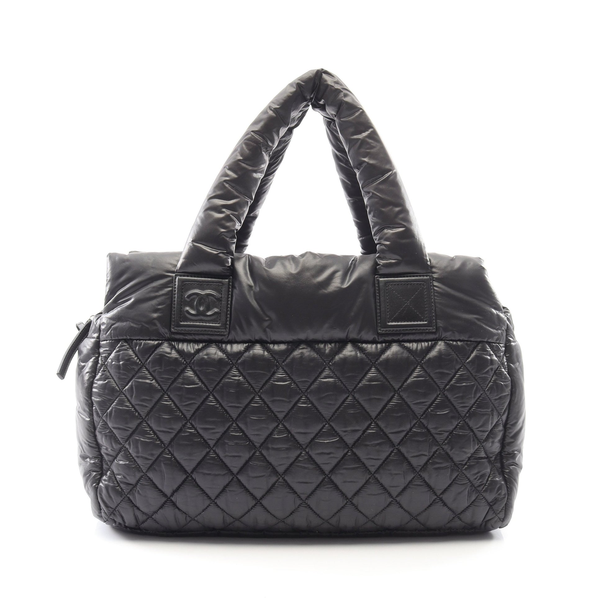 コココクーン ハンドバッグ ナイロン レザー ブラック シルバー金具 シャネル バッグ CHANEL