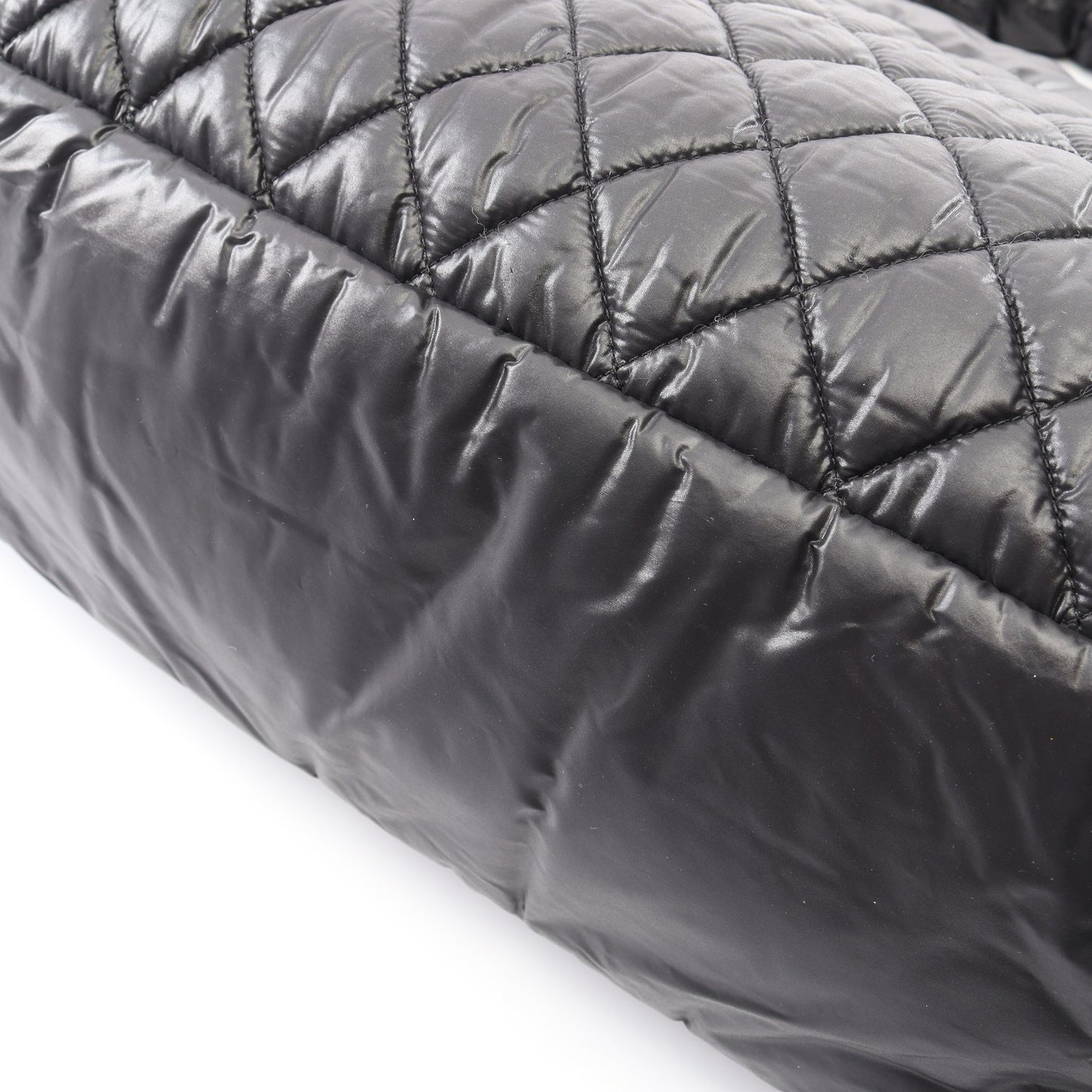 コココクーン ハンドバッグ ナイロン レザー ブラック シルバー金具 シャネル バッグ CHANEL