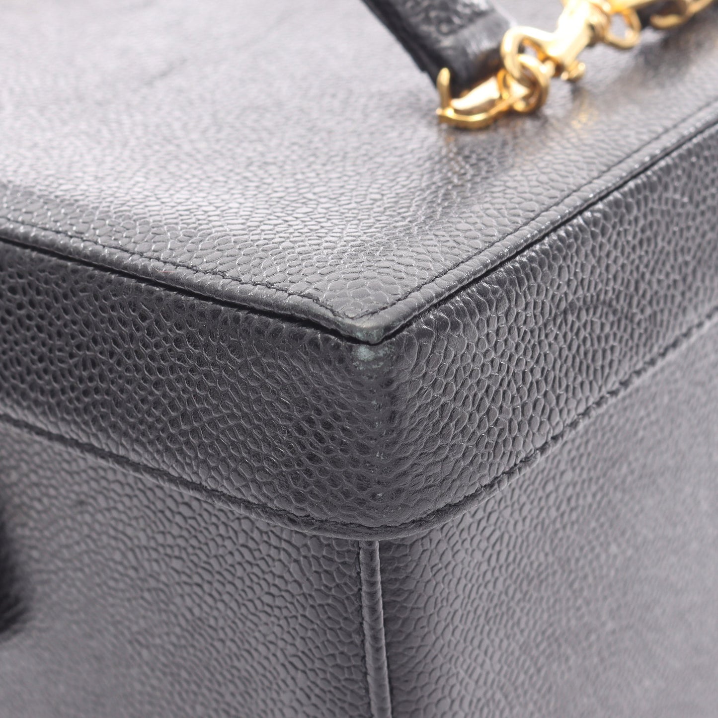 ココマーク 2WAY バニティバッグ キャビアスキン ブラック ゴールド金具 シャネル バッグ CHANEL