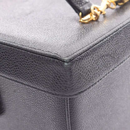 ココマーク 2WAY バニティバッグ キャビアスキン ブラック ゴールド金具 シャネル バッグ CHANEL