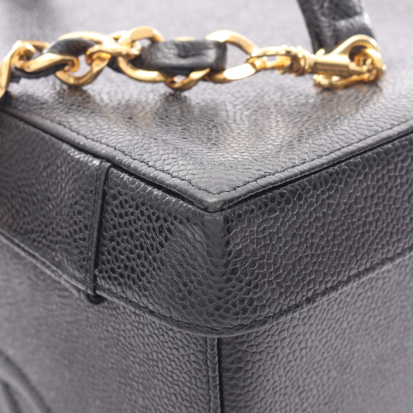 ココマーク 2WAY バニティバッグ キャビアスキン ブラック ゴールド金具 シャネル バッグ CHANEL