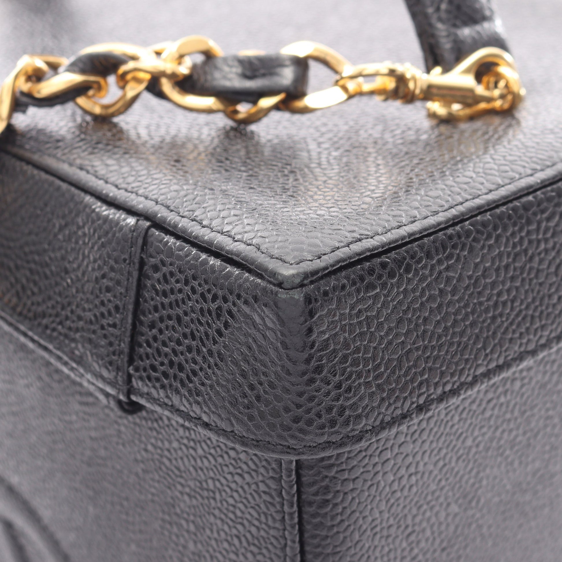 ココマーク 2WAY バニティバッグ キャビアスキン ブラック ゴールド金具 シャネル バッグ CHANEL