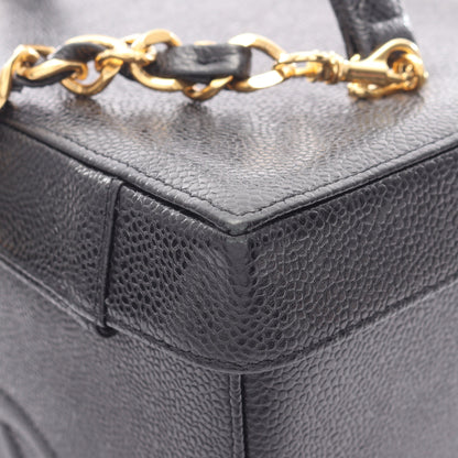 ココマーク 2WAY バニティバッグ キャビアスキン ブラック ゴールド金具 シャネル バッグ CHANEL