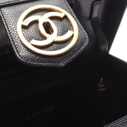 ココマーク 2WAY バニティバッグ キャビアスキン ブラック ゴールド金具 シャネル バッグ CHANEL