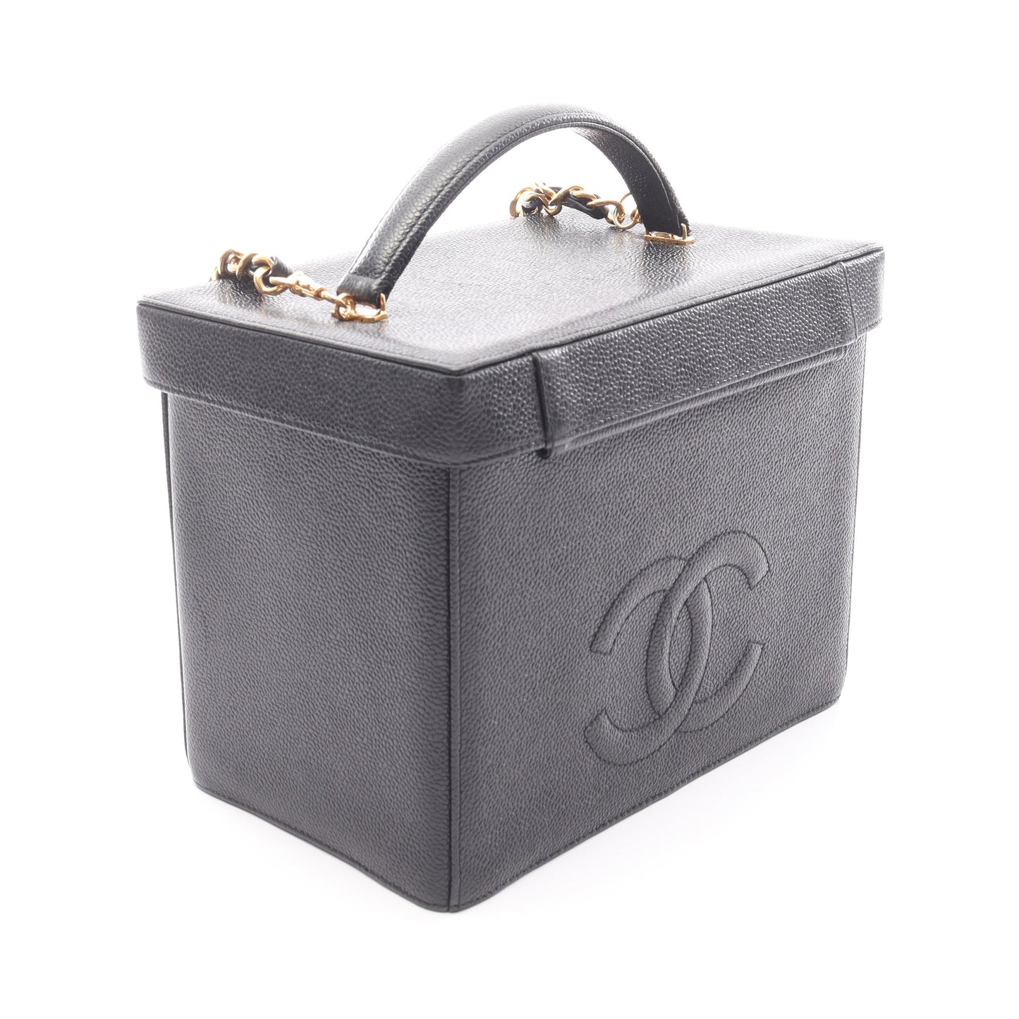 ココマーク 2WAY バニティバッグ キャビアスキン ブラック ゴールド金具 シャネル バッグ CHANEL