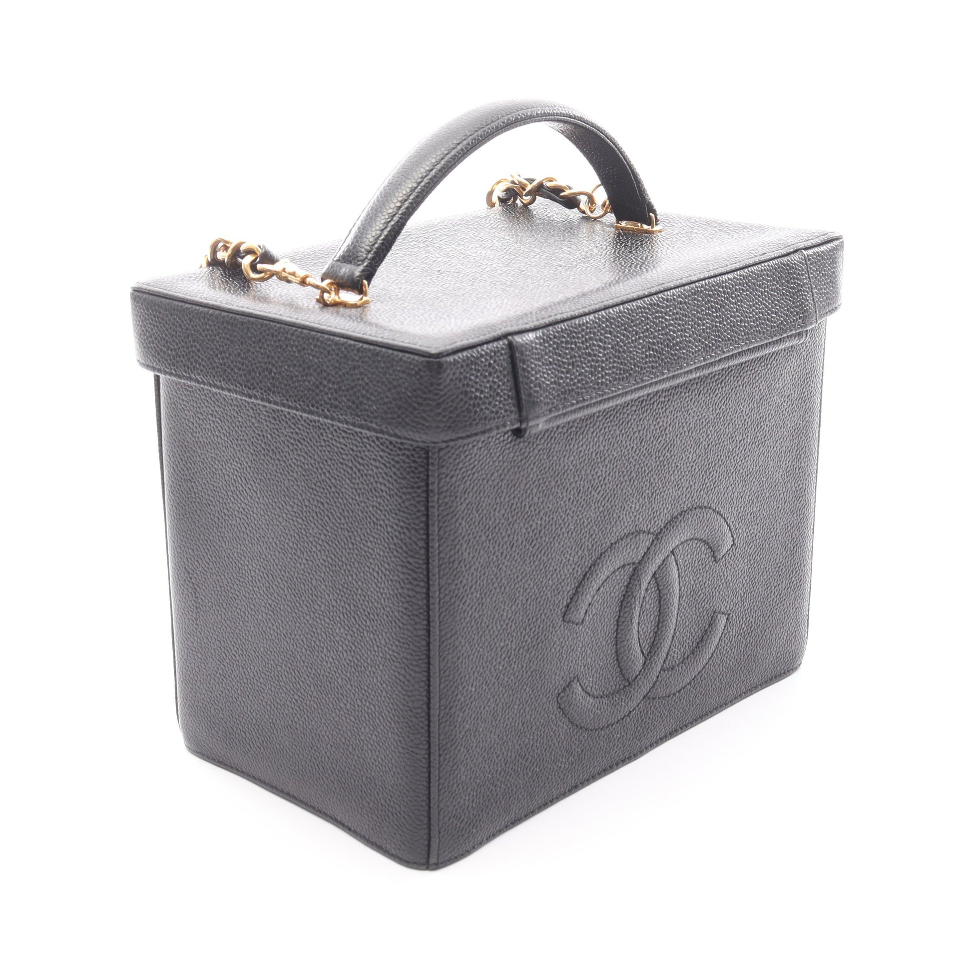 ココマーク 2WAY バニティバッグ キャビアスキン ブラック ゴールド金具 シャネル バッグ CHANEL