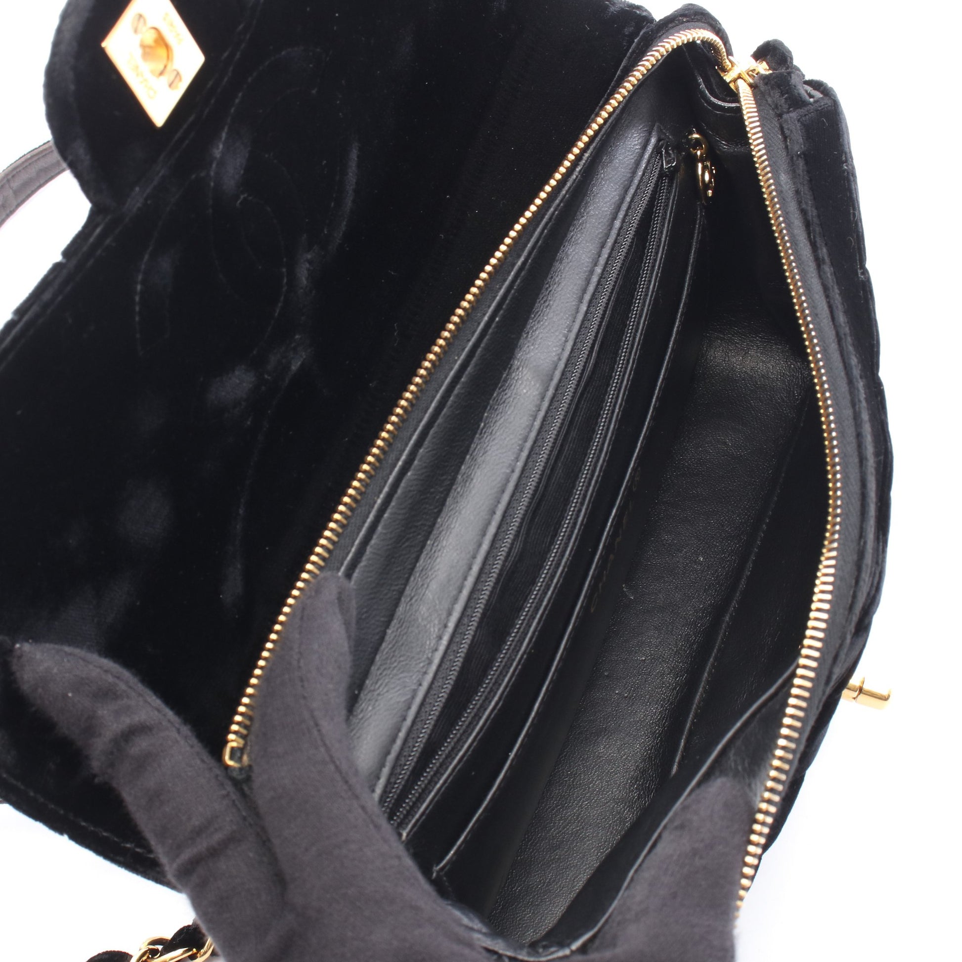 マトラッセ バックパック リュックサック ベロア ブラック ゴールド金具 シャネル バッグ CHANEL