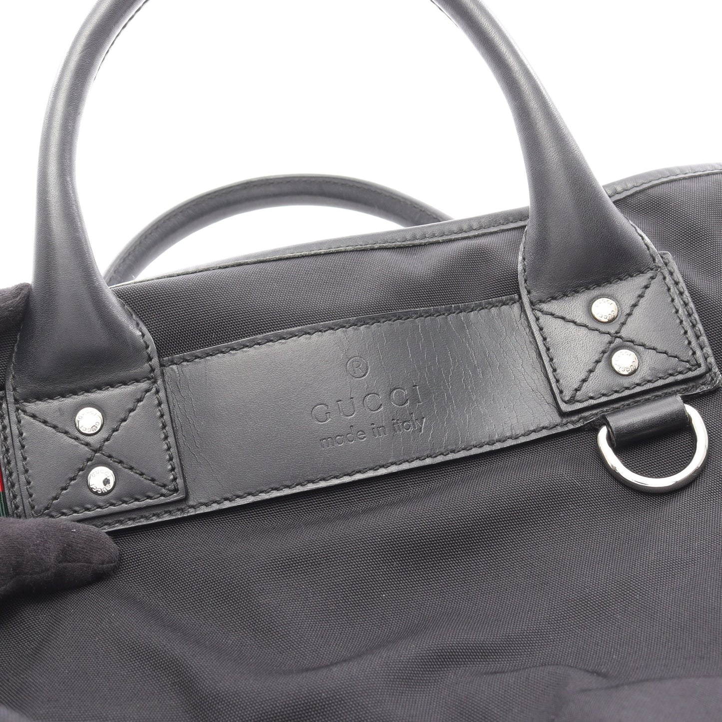 シェリーライン トートバッグ ハンドバッグ トートバッグ ナイロン レザー ブラック グッチ バッグ GUCCI