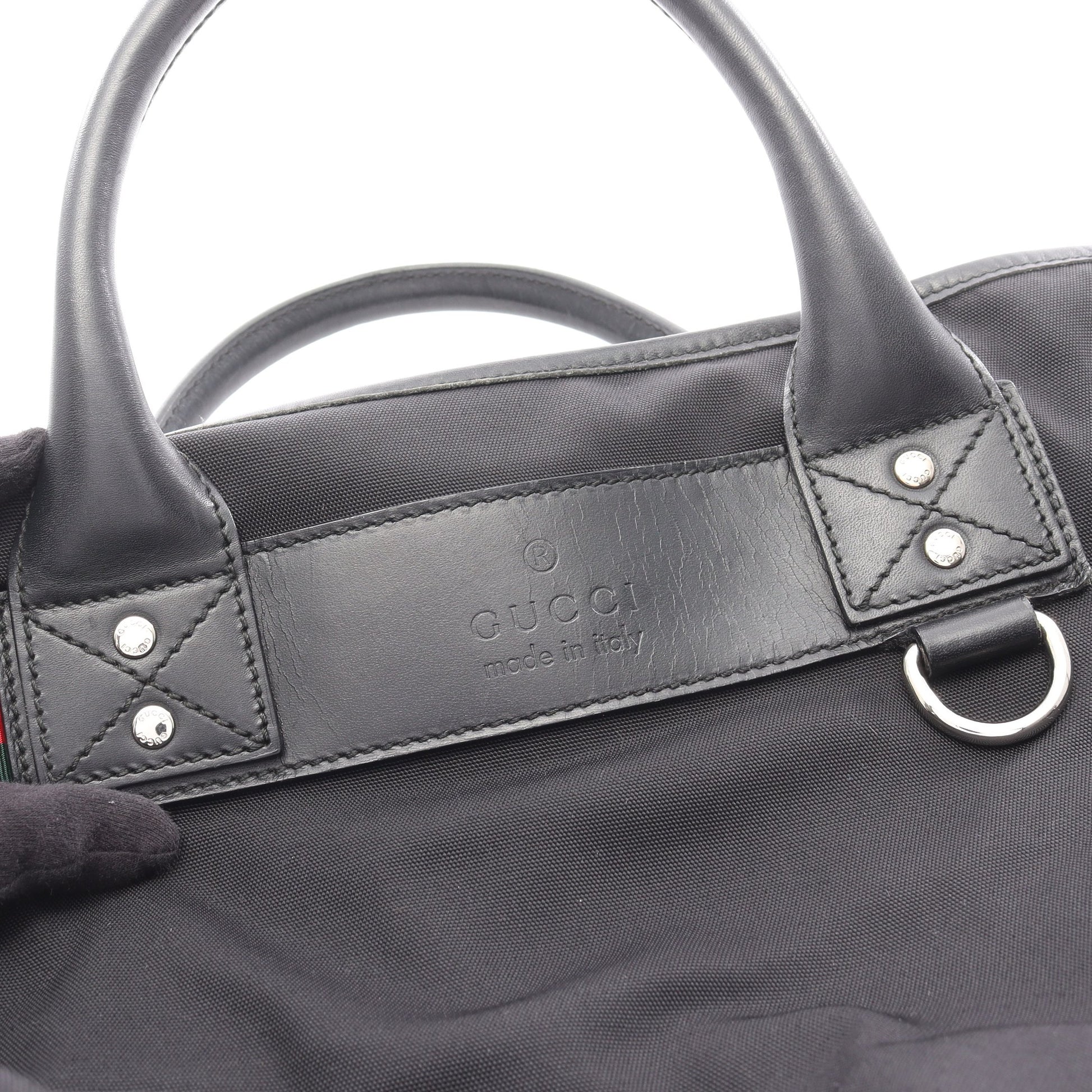 シェリーライン トートバッグ ハンドバッグ トートバッグ ナイロン レザー ブラック グッチ バッグ GUCCI