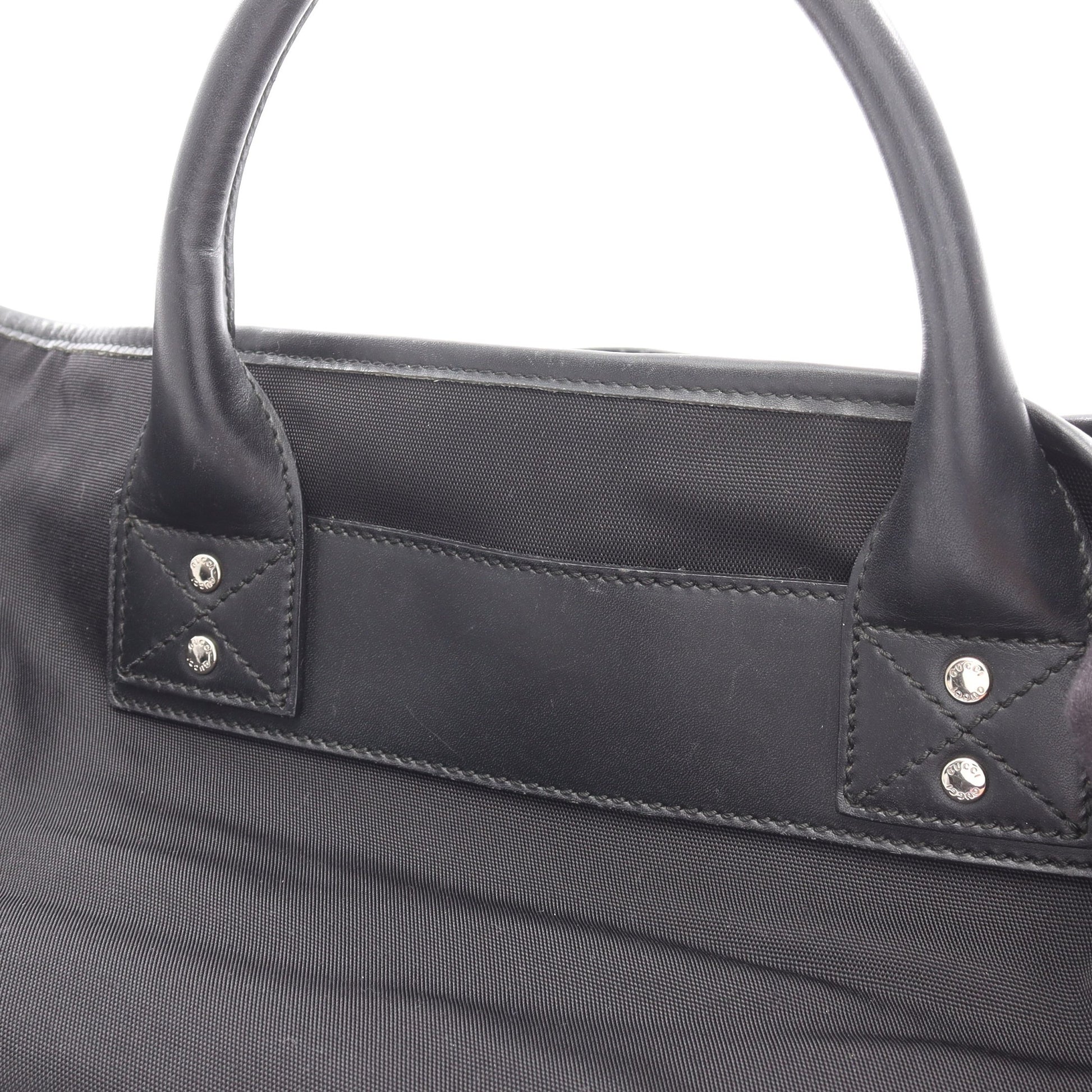 シェリーライン トートバッグ ハンドバッグ トートバッグ ナイロン レザー ブラック グッチ バッグ GUCCI