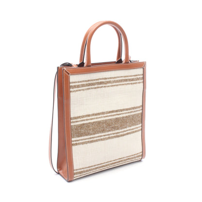 スモール バーティカル カバ 2WAY ハンドバッグ トートバッグ キャンバス レザー ベージュ ブラウン セリーヌ バッグ CELINE