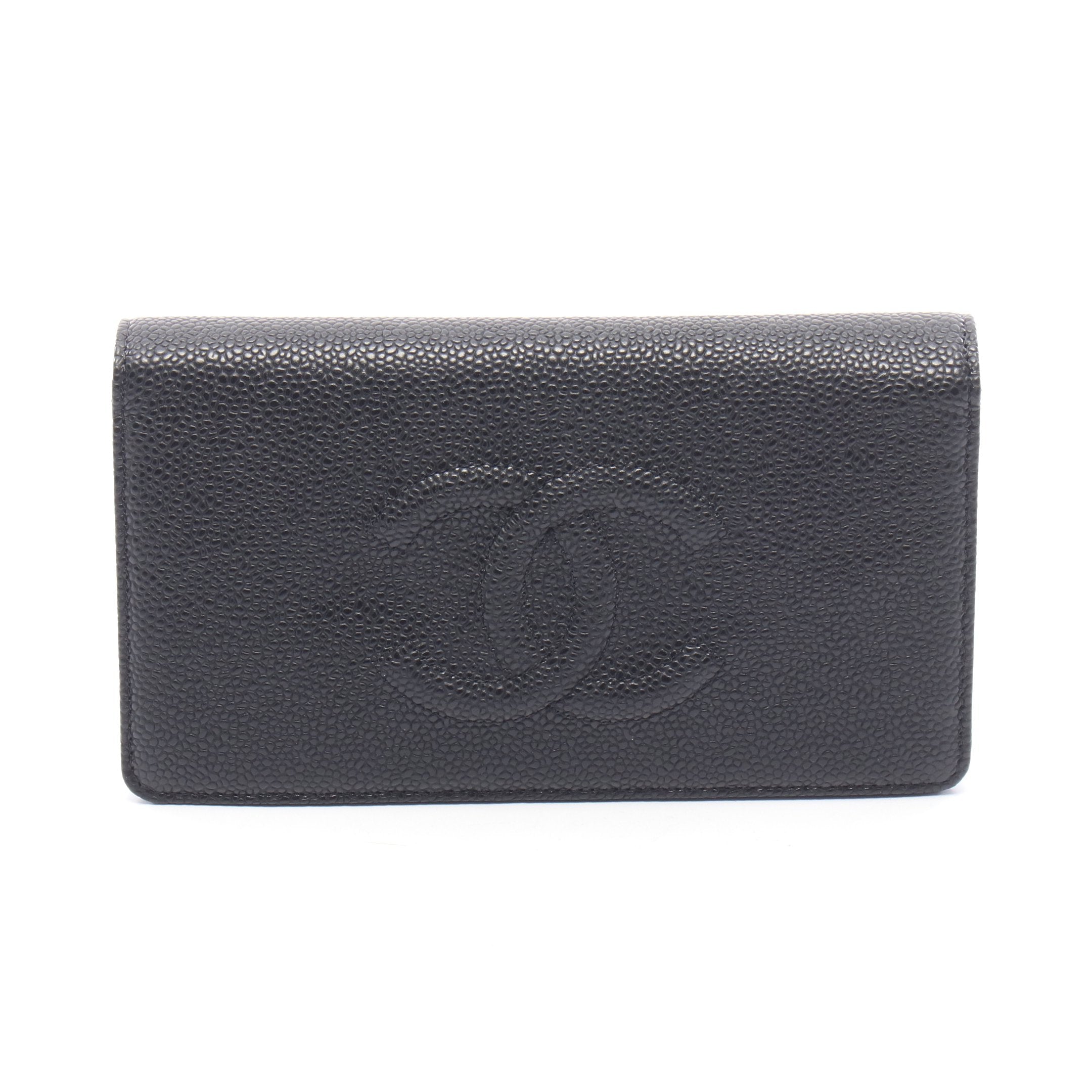 CHANEL☆キャビアスキン❤️ココマーク❤️　長財布 キャビアスキン シャネル 財布 CHANEL 長財布 ココマーク/CC ロゴ