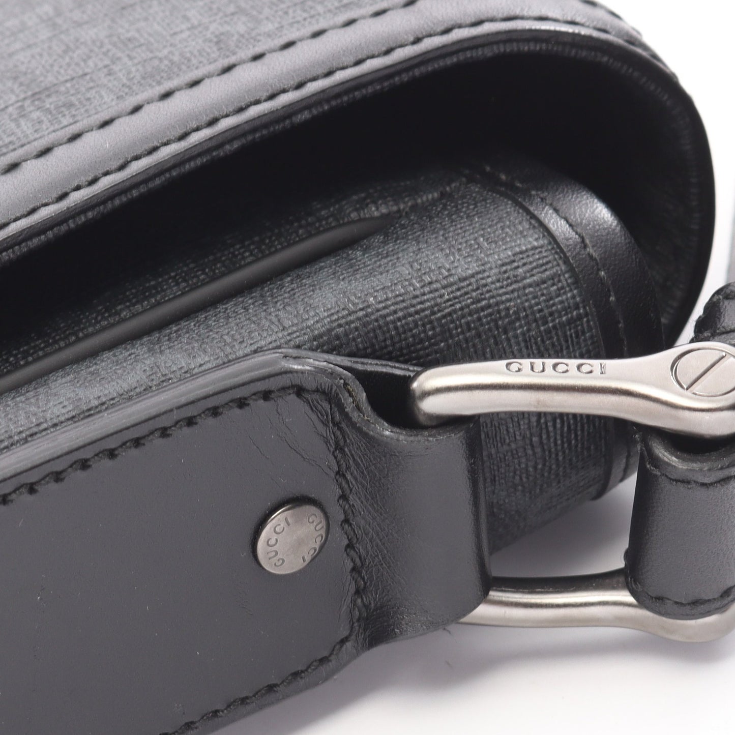 GGスプリーム ショルダーバッグ PVC レザー ブラック グッチ バッグ GUCCI