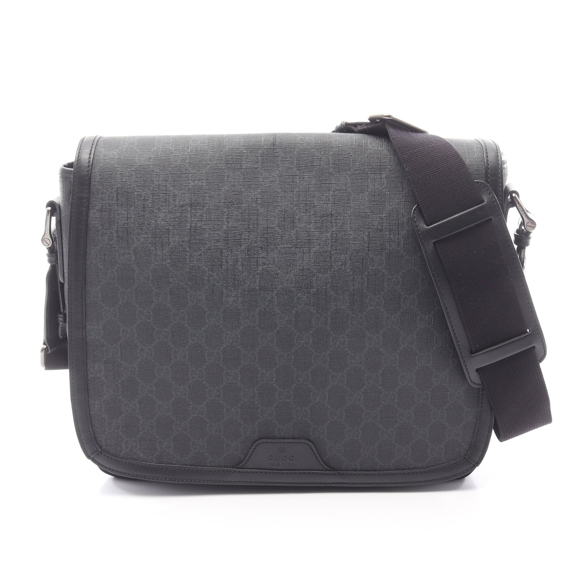 GGスプリーム ショルダーバッグ PVC レザー ブラック グッチ バッグ GUCCI
