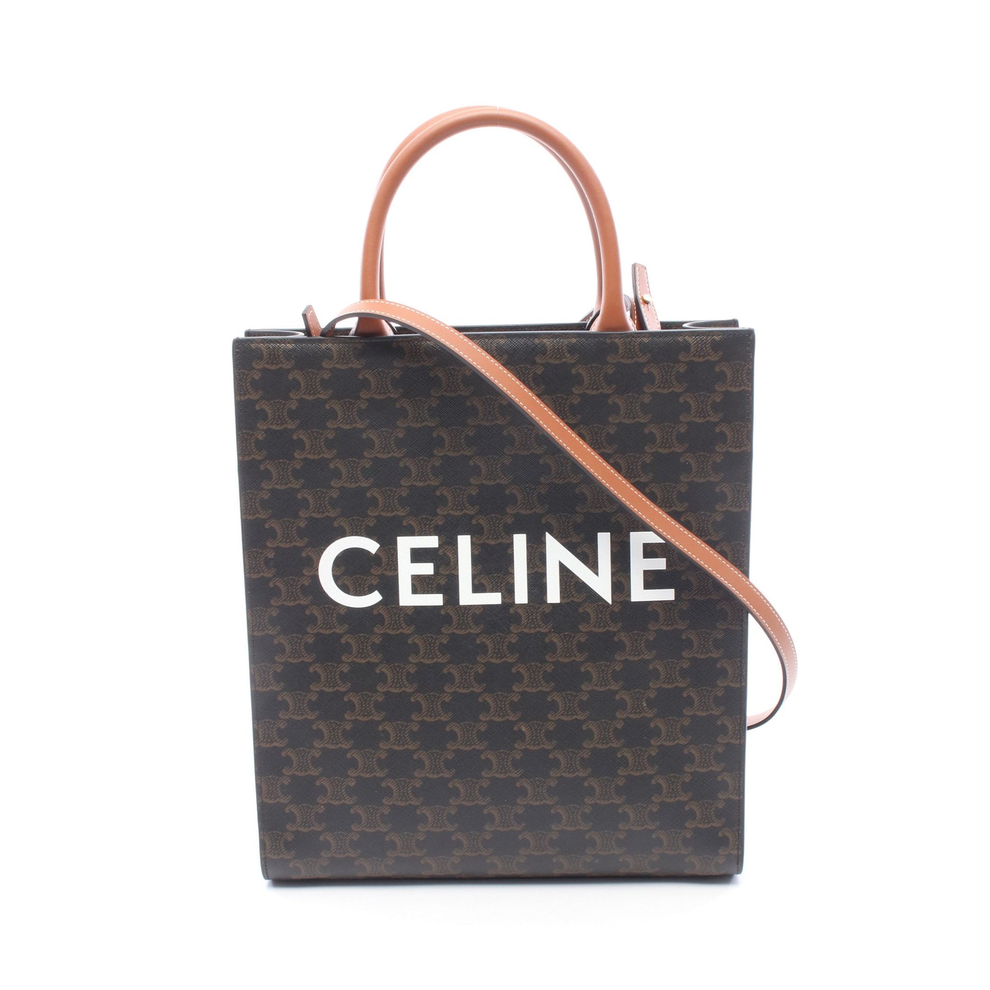 スモール バーティカル カバ トリオンフ 2WAY ハンドバッグ トートバッグ PVC レザー ブラック ブラウン セリーヌ バッグ CELINE