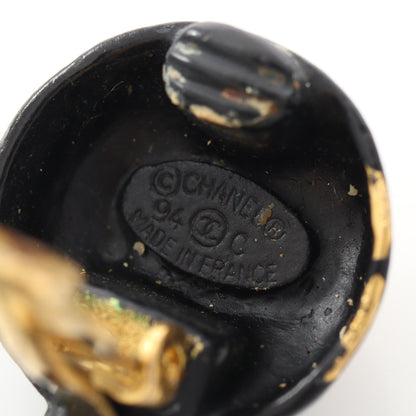 ココマーク 香水瓶モチーフ フープ イヤリング GP ブラック ゴールド 94C シャネル アクセサリー CHANEL