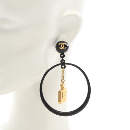 ココマーク 香水瓶モチーフ フープ イヤリング GP ブラック ゴールド 94C シャネル アクセサリー CHANEL