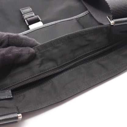 VIAGGIO ショルダーバッグ ナイロン サフィアーノレザー ブラック プラダ バッグ PRADA