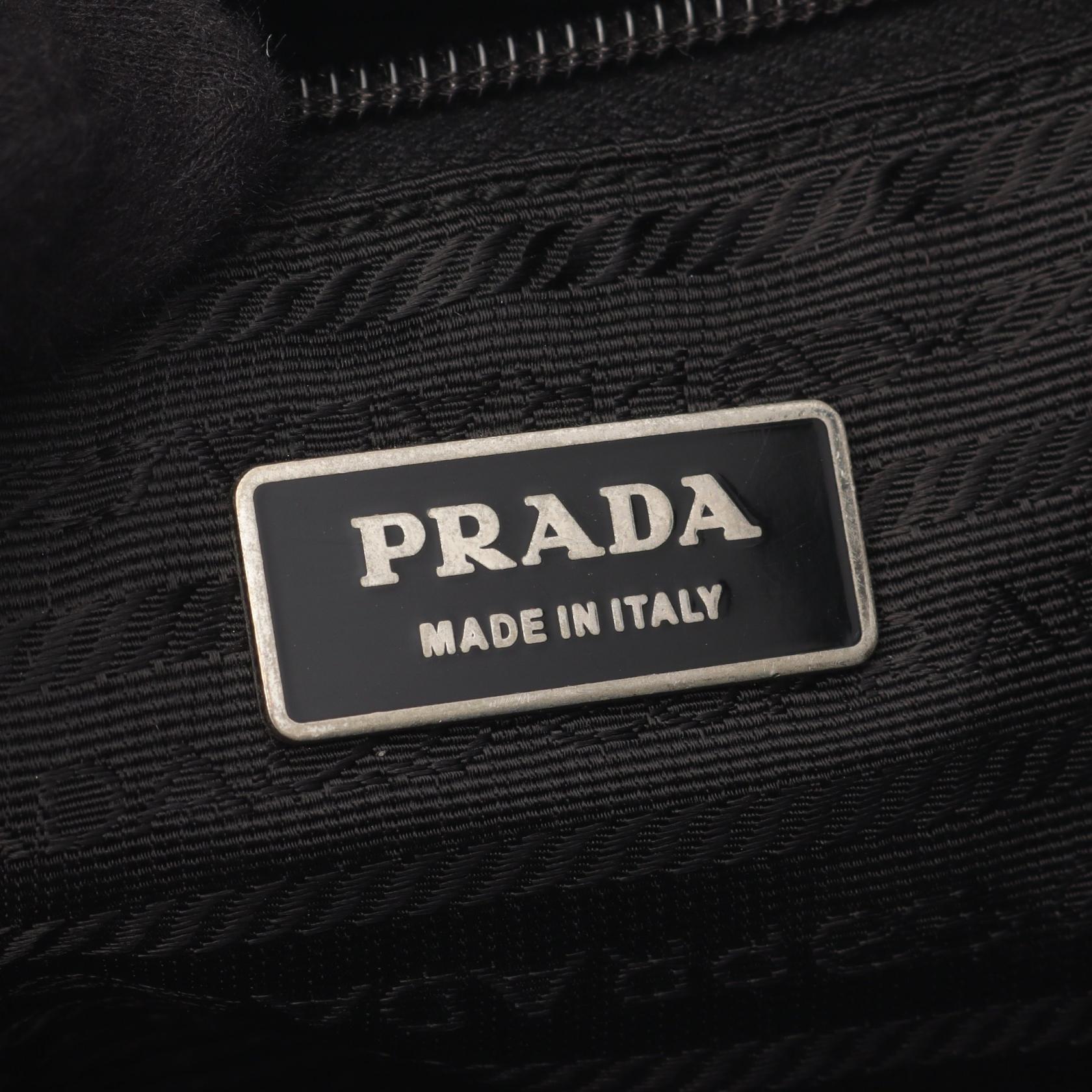VIAGGIO ショルダーバッグ ナイロン サフィアーノレザー ブラック プラダ バッグ PRADA