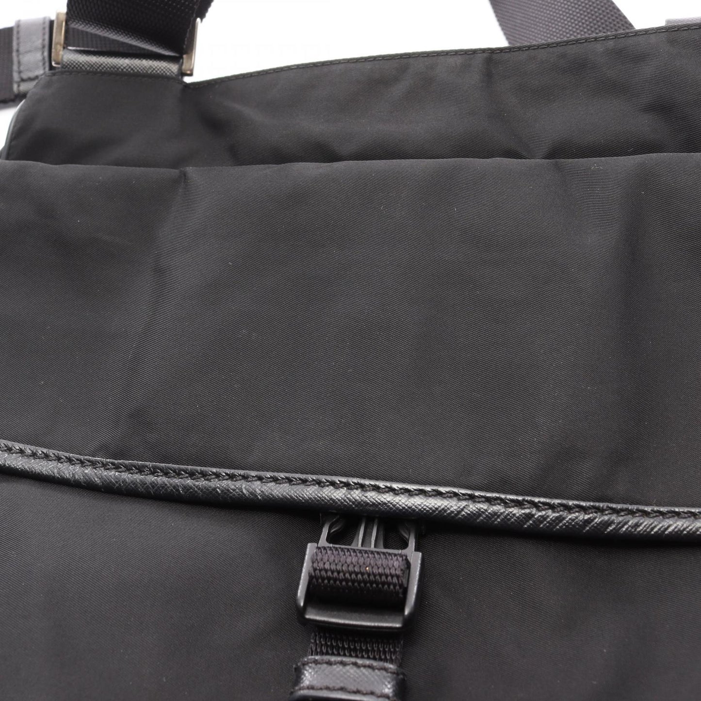 VIAGGIO ショルダーバッグ ナイロン サフィアーノレザー ブラック プラダ バッグ PRADA