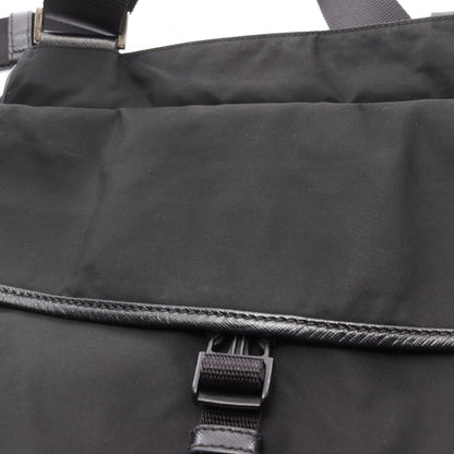 VIAGGIO ショルダーバッグ ナイロン サフィアーノレザー ブラック プラダ バッグ PRADA