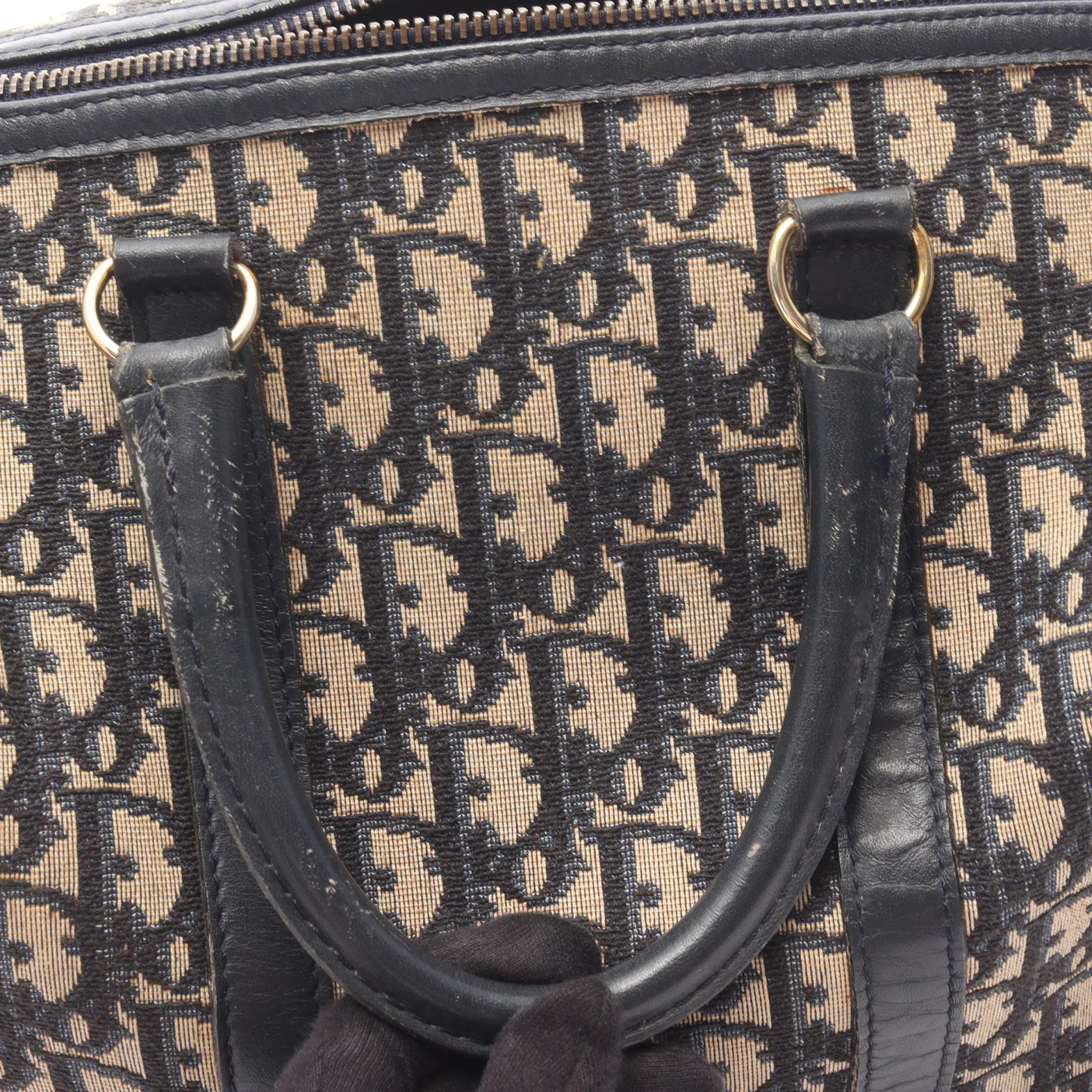 美品 ディオール トロッター キャンバス レザー ボストン ハンド バッグ Dior トロッター キャンバス/レザー ハンドバッグ