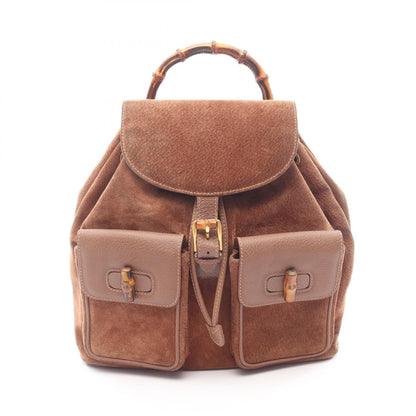 バンブー バックパック リュックサック スエード レザー ブラウン グッチ バッグ GUCCI