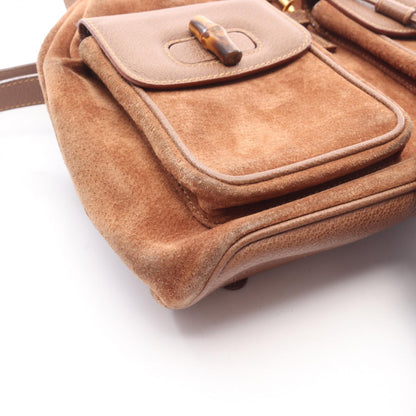 バンブー バックパック リュックサック スエード レザー ブラウン グッチ バッグ GUCCI